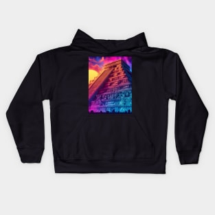 Mystical Echoes: Maya Art Revived in Vibrant Illustrations Kids Hoodie